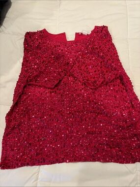 Velvet by Graham & Spencer Red Sequin Velvet Shell Top